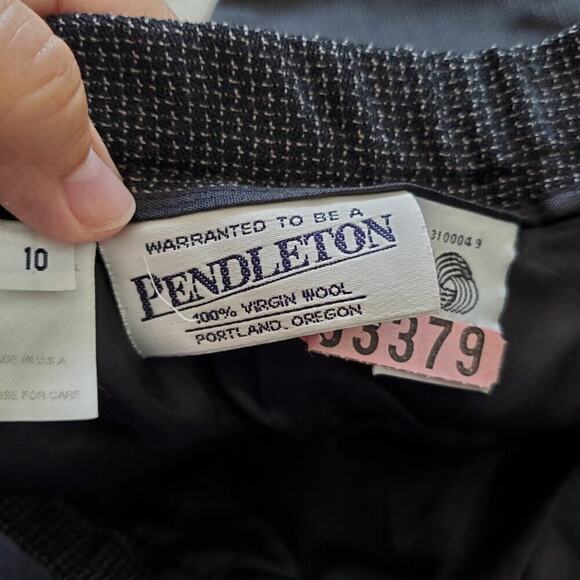 VTG Pendleton Small Tweed Black Virgin Wool Pencil Lined Straight Skirt Women 10 - Picture 4 of 7